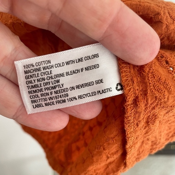 Universal Thread Square Neck Eyelet Short Sleeve Blouse Burnt Orange Size Small - Picture 7 of 9